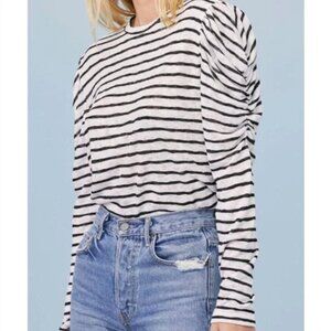 5/$100 SALE -  LNA Ella Puff-Sleeve Striped Tee